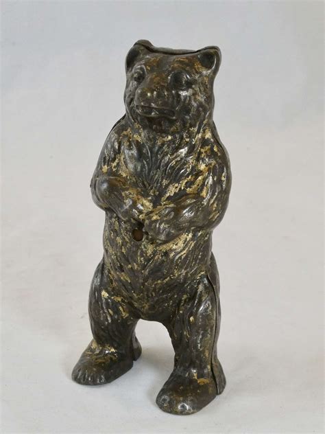 cast metal bear money box|antique money boxes.